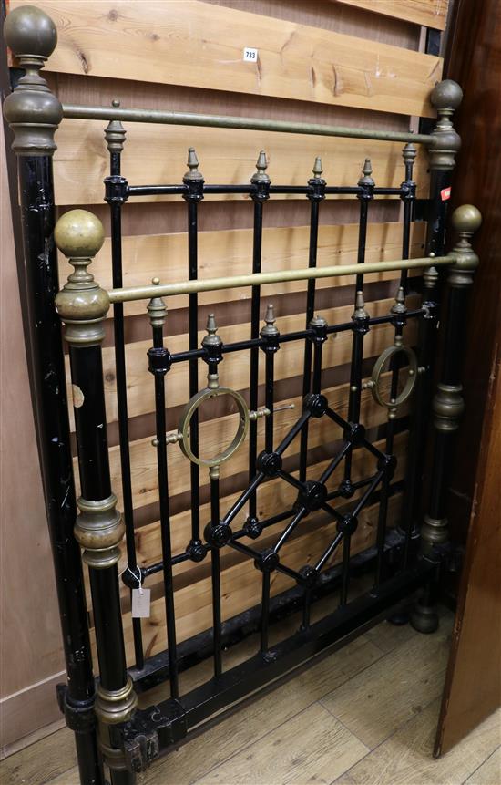 A painted brass single bed, W.110cm